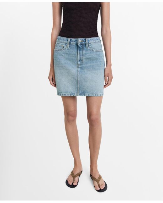 Mango Blue Denim Short Skirt