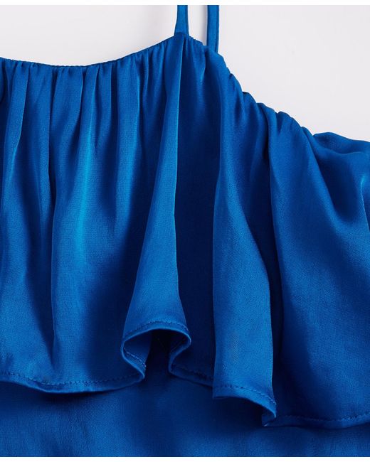 INC International Concepts Blue Cold-shoulder Long-sleeve Ruffle Blouse