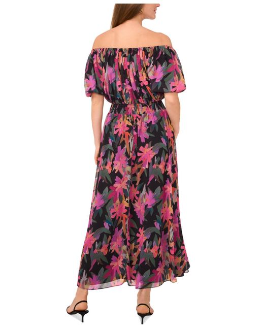 Vince Camuto Red Off-the-shoulder Puff-sleeve Maxi Dress