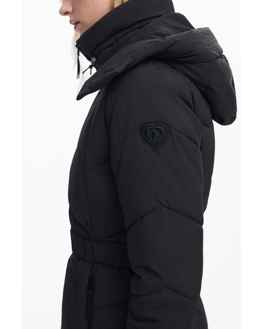Desigual Blue Belted Padded Jacket