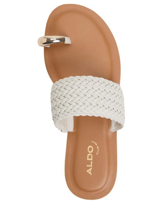 ALDO White Beachwalk Toe Loop Flat Sandals