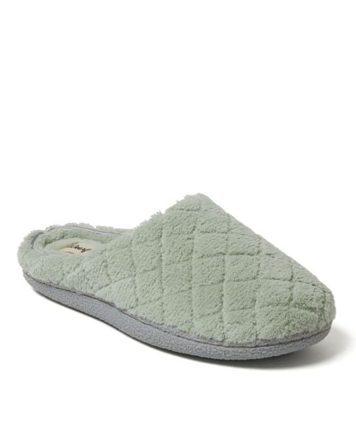 Dearfoams Gray Leslie Quilted Microfiber Terry Memory Foam Clog House Slipper