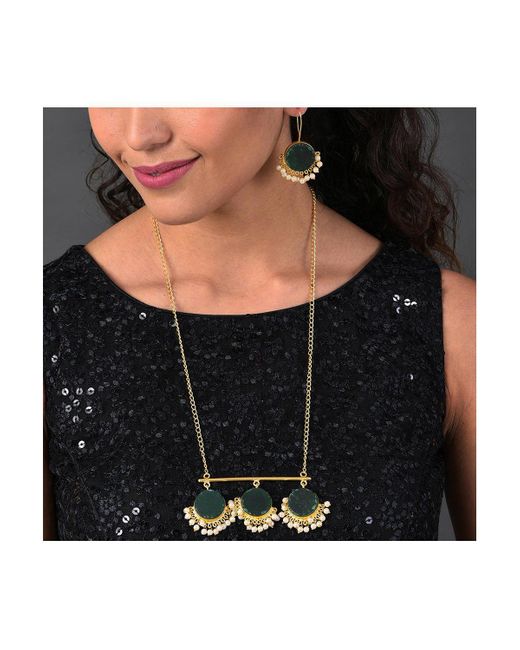 SOH Metallic Abstract-stone Jewellery Set