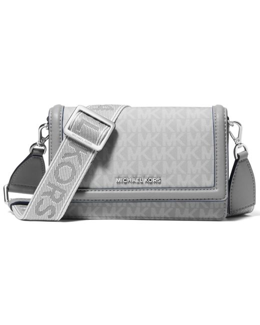 Michael Kors Gray Jet Set Mini Phone Webbing Nylon Crossbody