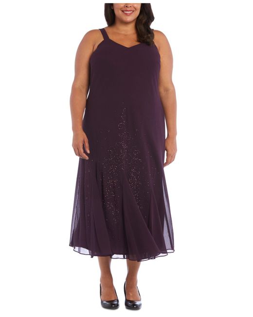 r&m richards plus size sleeveless beaded gown