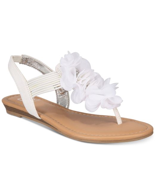 Material Girl White Sari Floral Embellished Flat Sandals, Created For Macy's