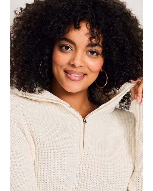 Avenue White Plus Size Half-zip Pullover Sweater