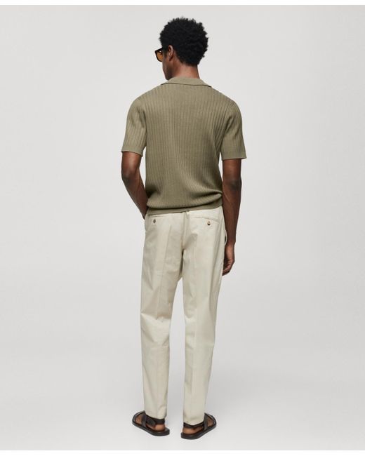 Mango Green Short Sleeve Ribbed Knit Polo Shirt for men