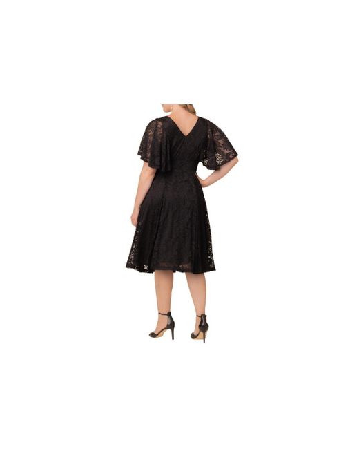 Kiyonna Black Plus Size Camille Lace Cocktail Dress