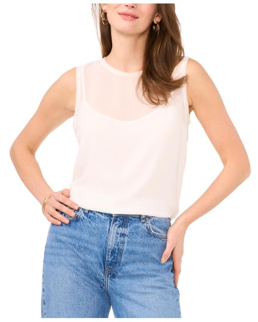 Vince Camuto White Layered Sleeveless Top