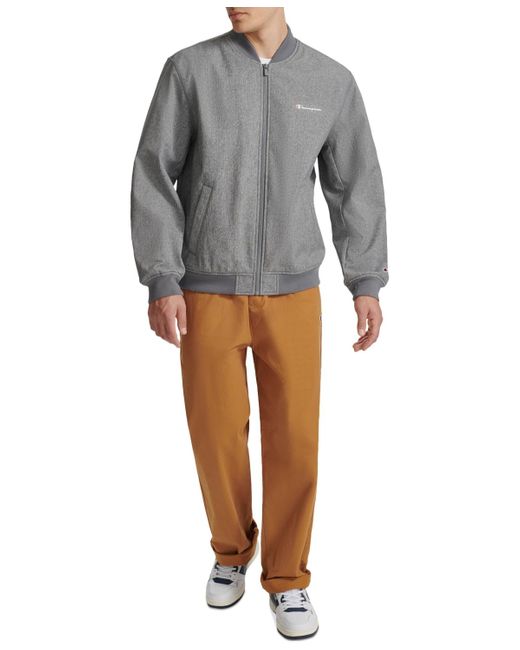 Champion Gray Logo Varsity Bomber Jacket for men