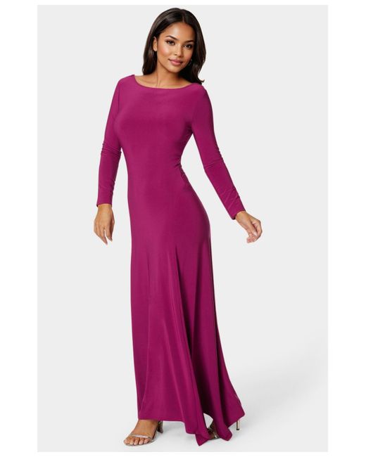 Bebe Purple Jersey Cowl Back Maxi Dress