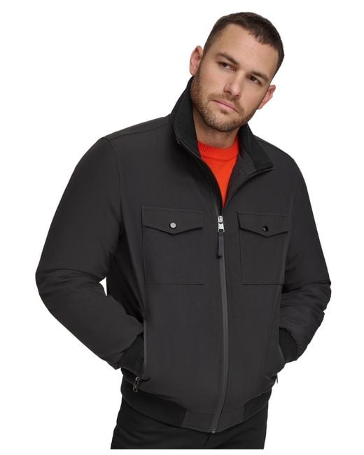 Calvin Klein Black Flex Tech Water-resistant Bomber Jacket for men