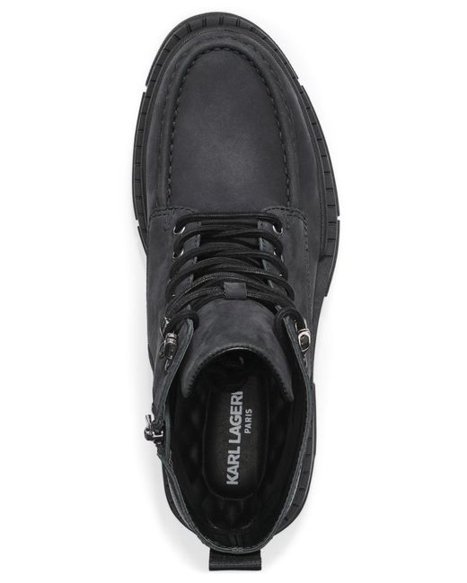 Karl Lagerfeld Black Round Toe Work Boots for men