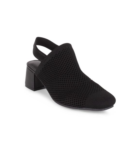 Tahari Black Acropolis Knit Slip-on Mules