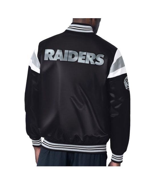 Starter Black Las Vegas Raiders Satin Full-snap Varsity Jacket for men