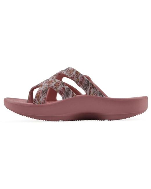 White Mountain Pink Rip Round Toe Flat Sandals