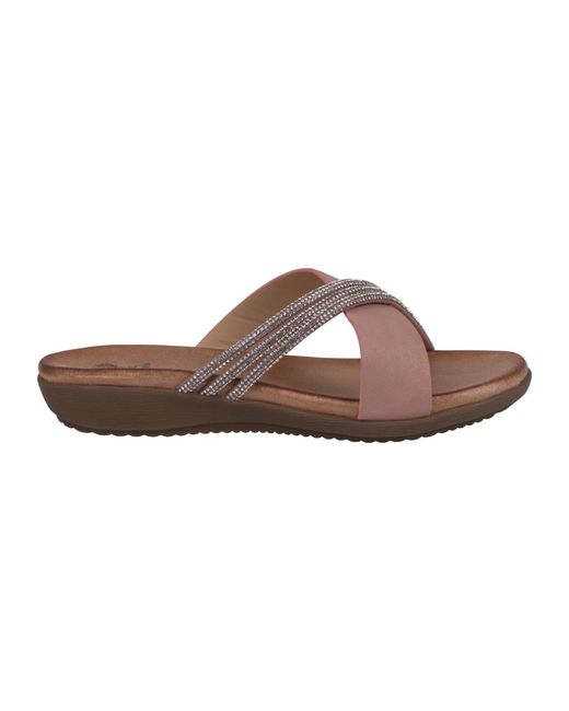 Gc Shoes Women's Brown Iris Embellished Asymmetrical Flat Sandals
