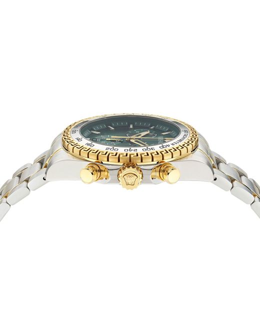 Versace Metallic Swiss Chronograph X Two-tone Stainless Steel Bracelet Watch 44mm for men