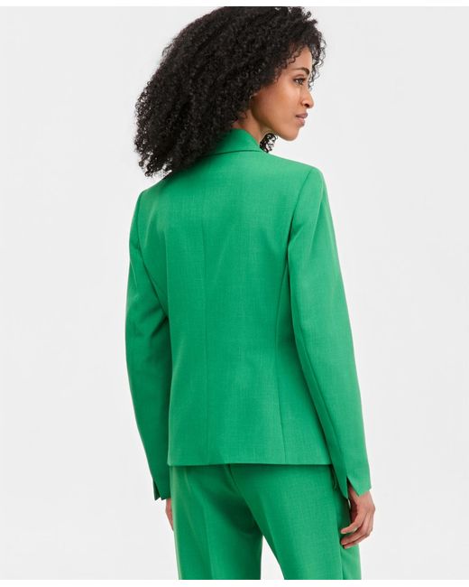 Kasper Green Petite Two-button Notch Collar Jacket