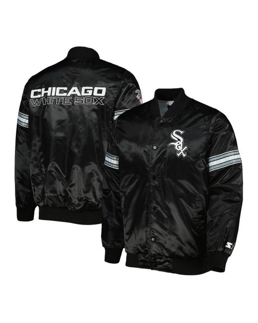 Starter Black Chicago White Sox Pick And Roll Satin Varsity Fullsnap