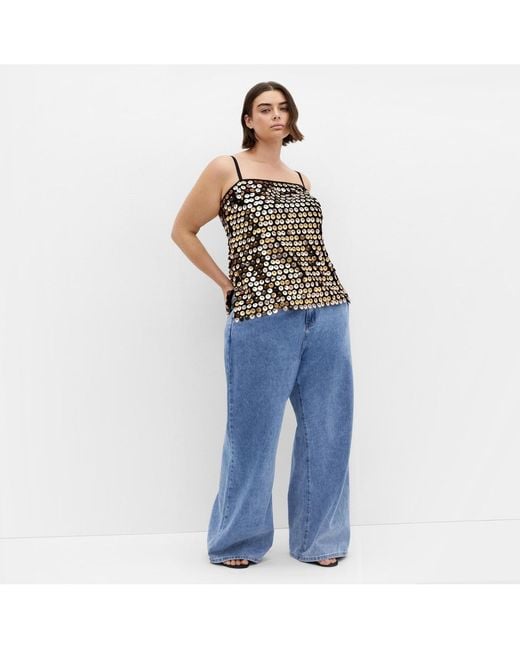 City Chic Blue Plus Size Disco Top