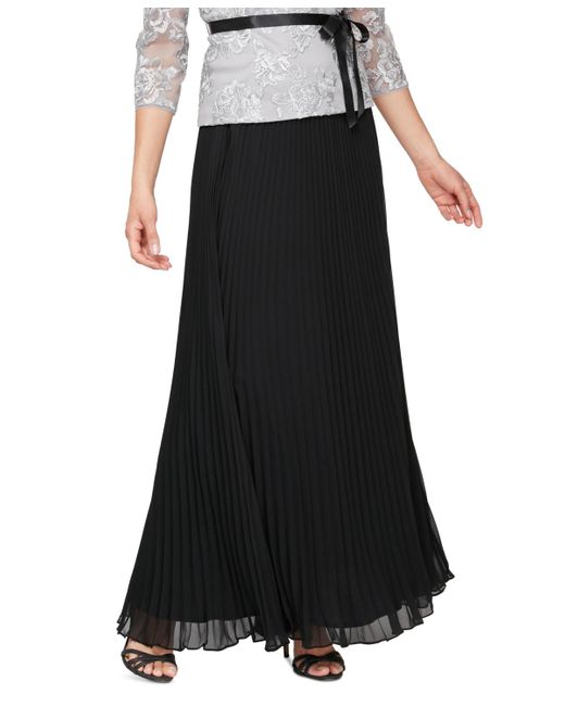 Alex Evenings Petite Pull-on Pleated A-line Maxi Skirt in Black | Lyst