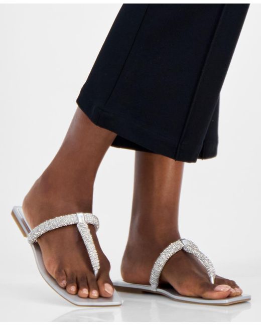 INC International Concepts White Yahvi Flat Sandals
