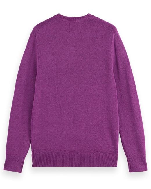 Scotch & Soda Purple Solid Crew Neck Sweater for men