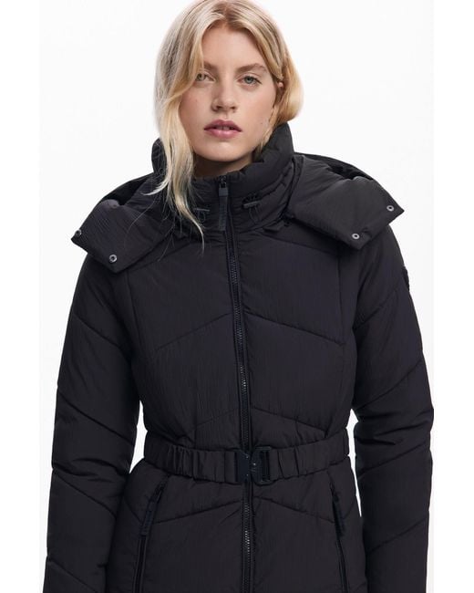 Desigual Blue Belted Padded Jacket
