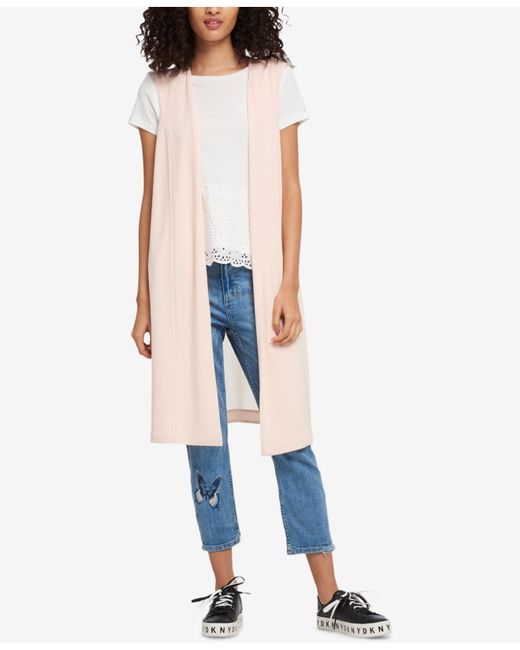 Dkny sheer back long vest Clearance