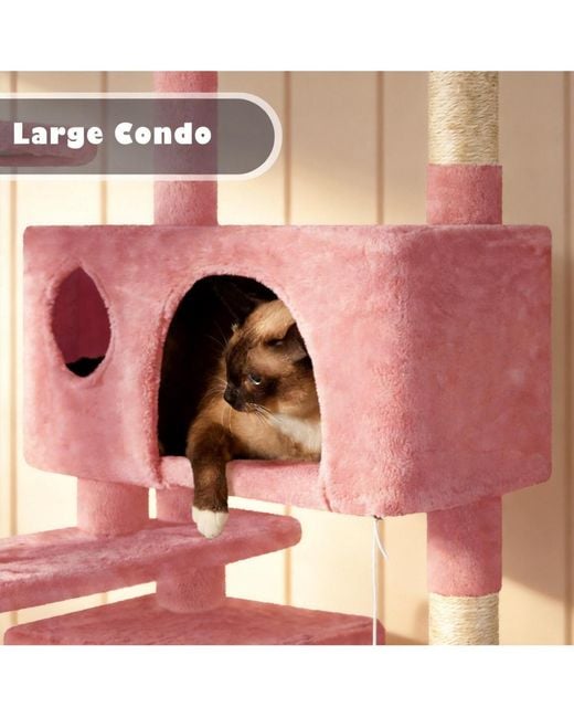 Aronkl Pink Multi-level Cat Tree Tower