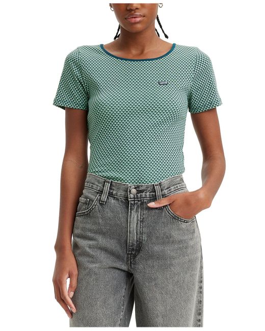 Levi's Slim Fit Honey Ribbed Logo T-shirt in Green | Lyst