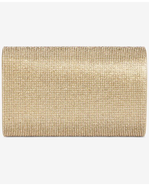 INC International Concepts Natural Caitlin Satin And Crystal Clutch