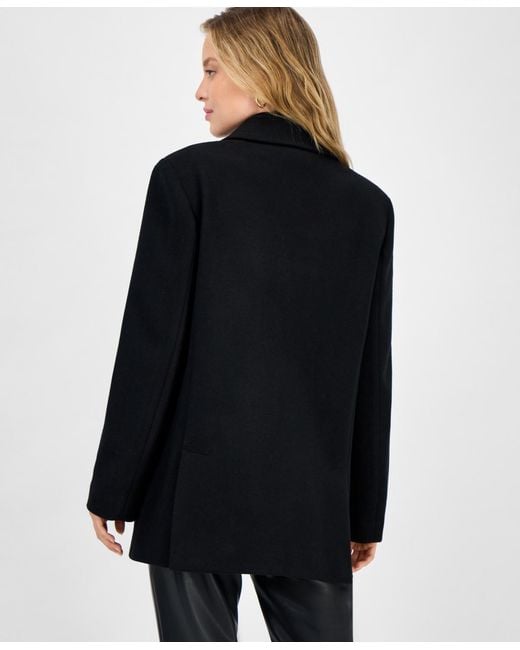 Cece Black Notched-collar Two-button Blazer Coat