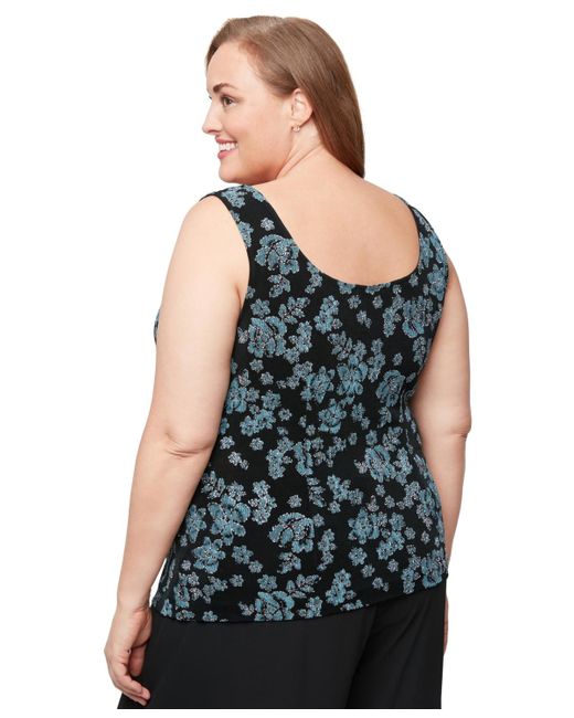 Alex Evenings Green Plus Size Glitter-knit Tank Top & Jacket