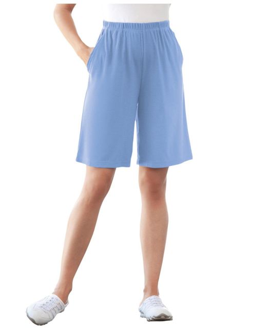 Woman Within Blue Plus Size 7-day Knit Short