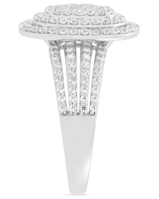 Macy's White Diamond Oval Halo Cluster Multirow Ring (1 Ct. T.w.