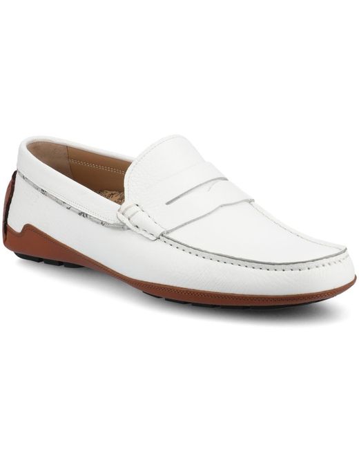Taft White Luke Driver Moc Loafers for men