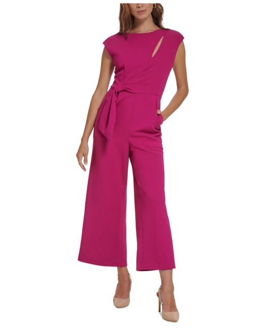 Calvin Klein Capsleeve Cutout Sidedrape Jumpsuit in Pink Lyst