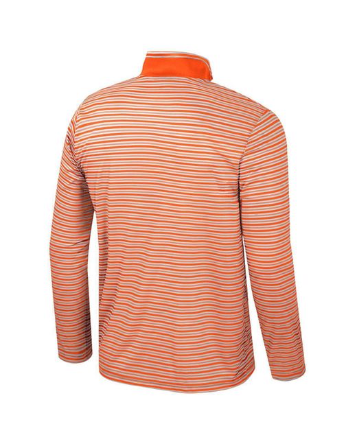Colosseum Athletics Orange Oklahoma State Cowboys Striped Quarter-zip Top for men