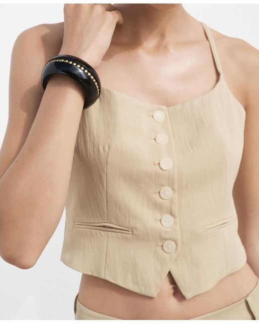 Mango White Lyocell Suit Vest