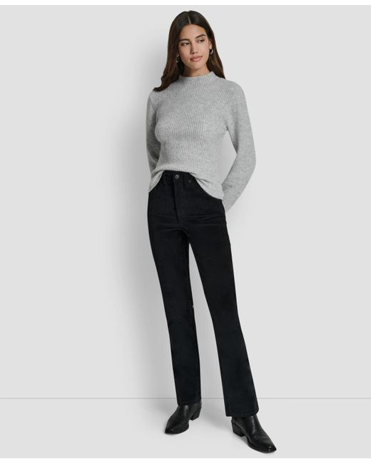 DKNY Gray Crewneck Blouson Sleeves Sweater