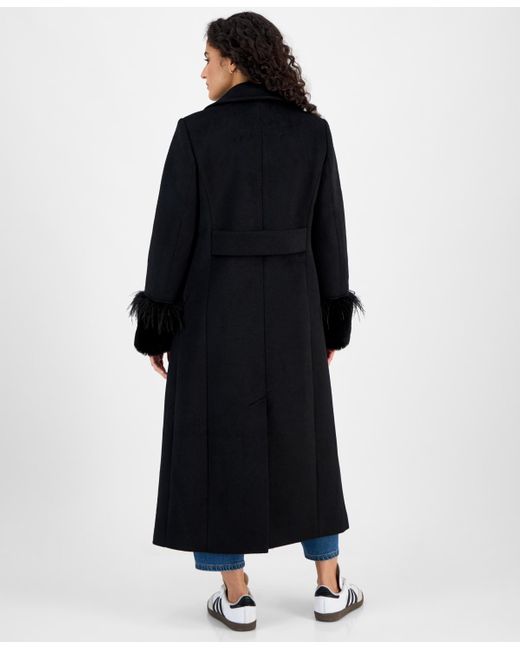Cece Blue Notched-collar Single-breasted Maxi Coat