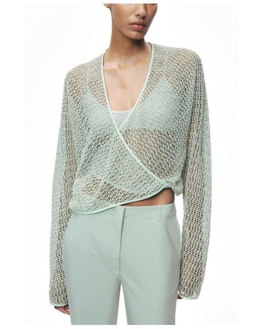 Nocturne Blue Wrap Mesh Blouse