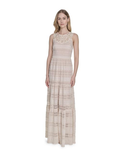Eliza J White Jewel-neck Sleeveless Maxi Dress