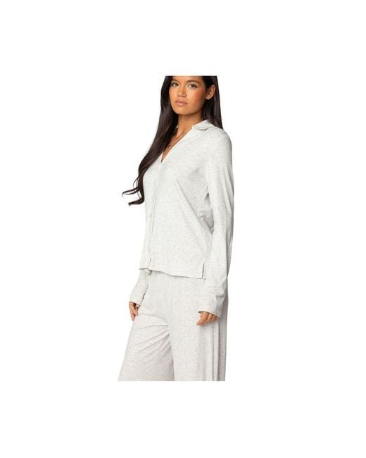 Edikted White Justina Button Up Top