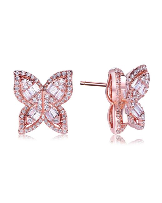 SUZY LEVIAN NEW YORK Pink Suzy Levian Sterling Silver Cubic Zirconia Multi-cut Butterfly Earrings
