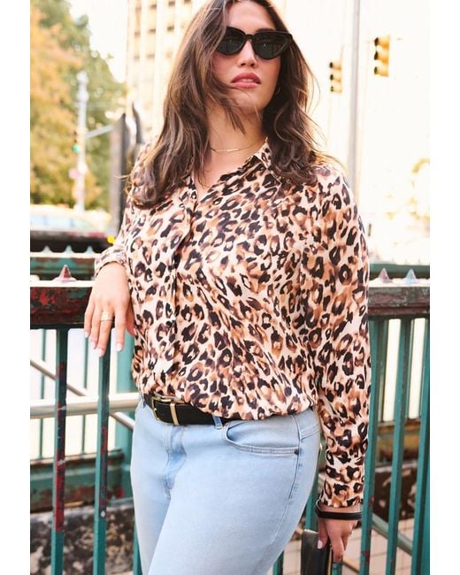 Avenue Black Plus Size Button Front Blouse
