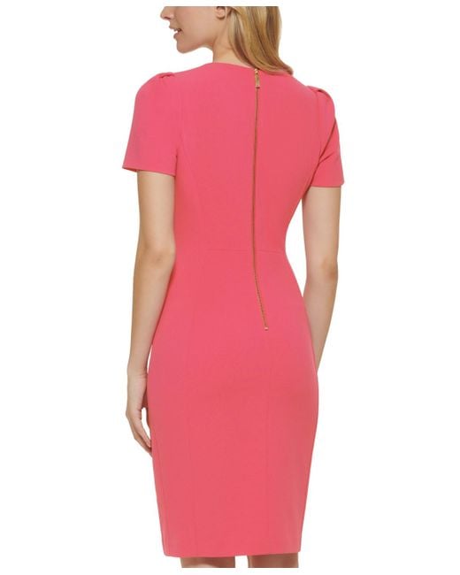 Calvin Klein Pink Petite Short-sleeve Sheath Dress